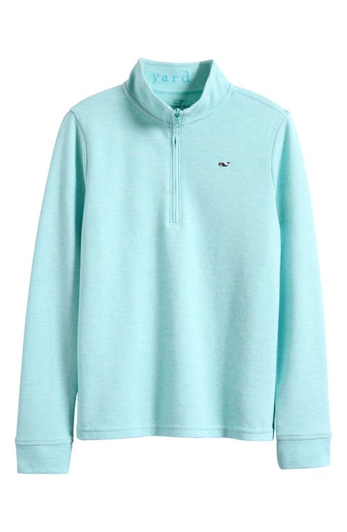 Vineyard Vines Kids' Saltwater Stripe Quarter Zip Sweatshirt In Aqua Haze