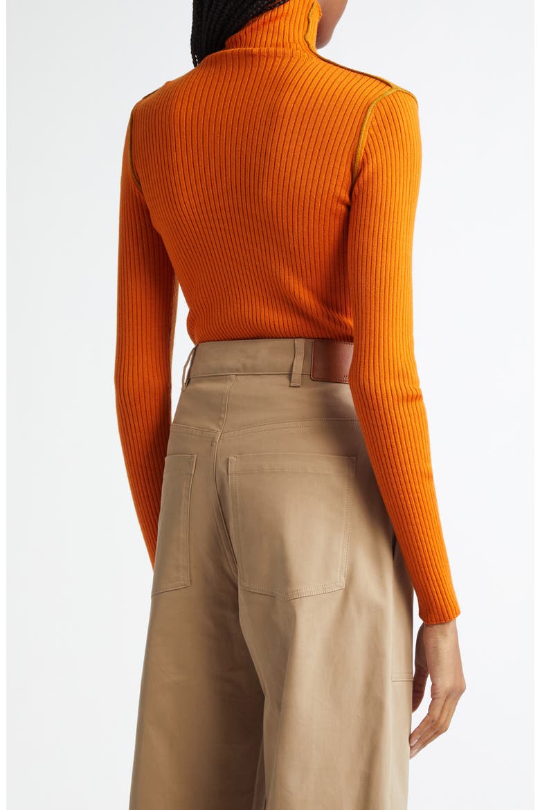 Fitted Virgin Wool Rib Turtleneck Sweater, Alternate, color, ORANGE