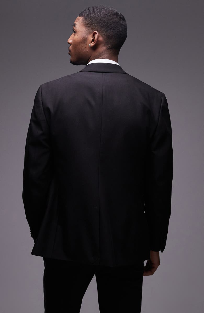 Topman Slim Fit Black Stretch Tuxedo Jacket, Alternate, color, 