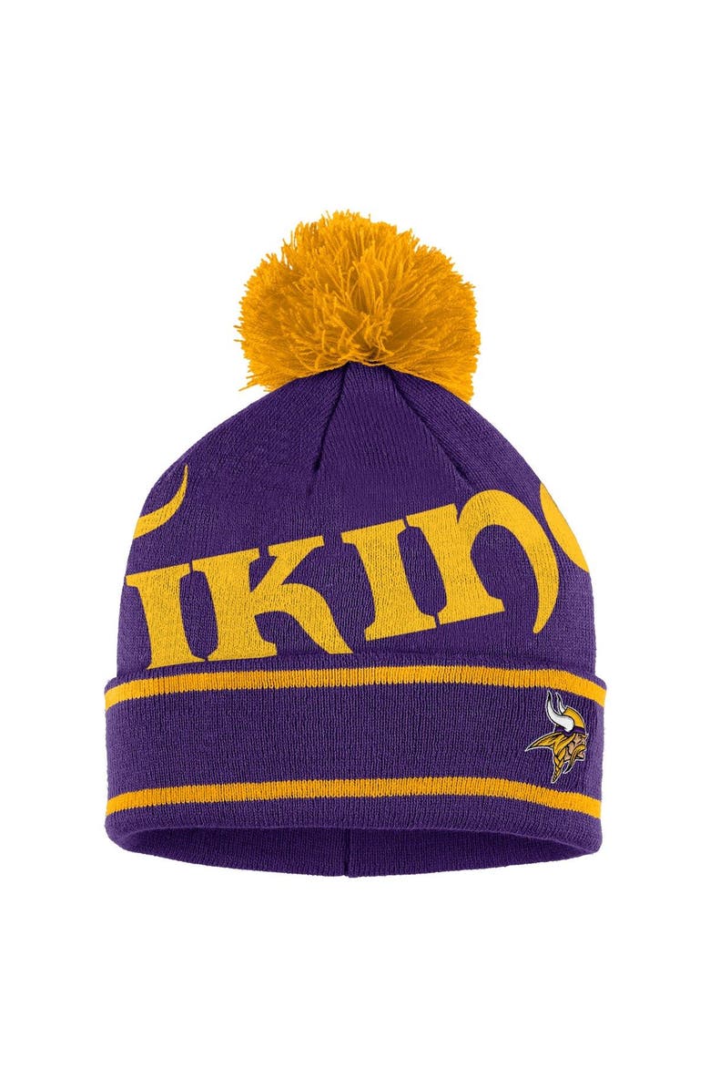 WEAR by Erin Andrews Women's WEAR by Erin Andrews  Purple Minnesota Vikings Double Jacquard Cuffed Knit Hat with Pom and Gloves Set, Alternate, color, 