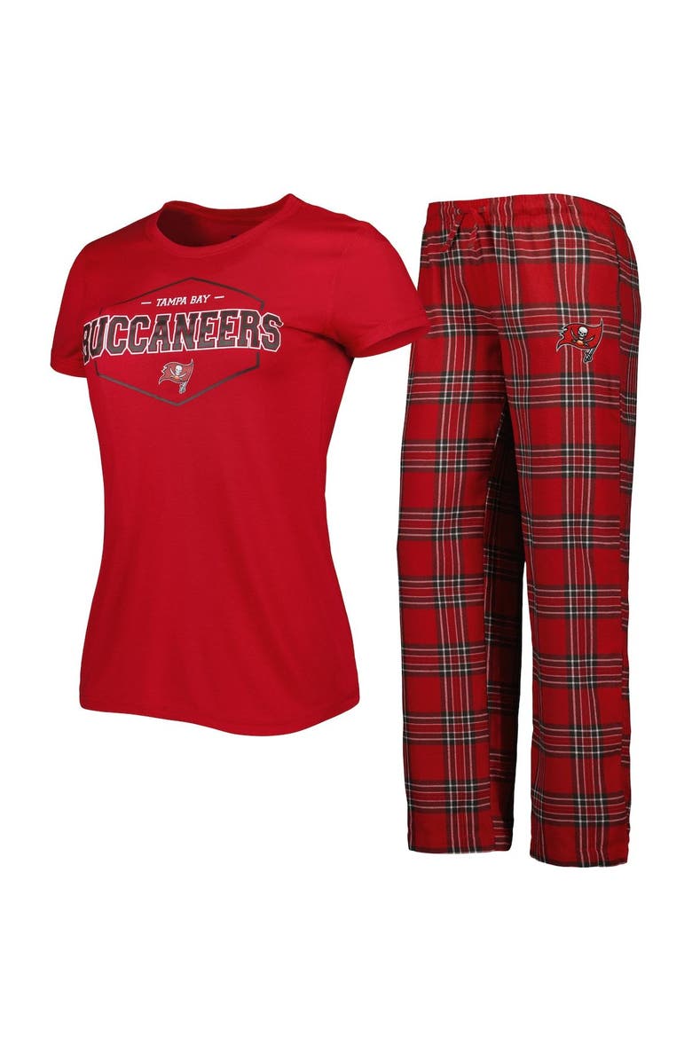 CONCEPTS SPORT Women's Concepts Sport Red/Pewter Tampa Bay Buccaneers Badge T-Shirt & Pants Sleep Set, Main, color, Red