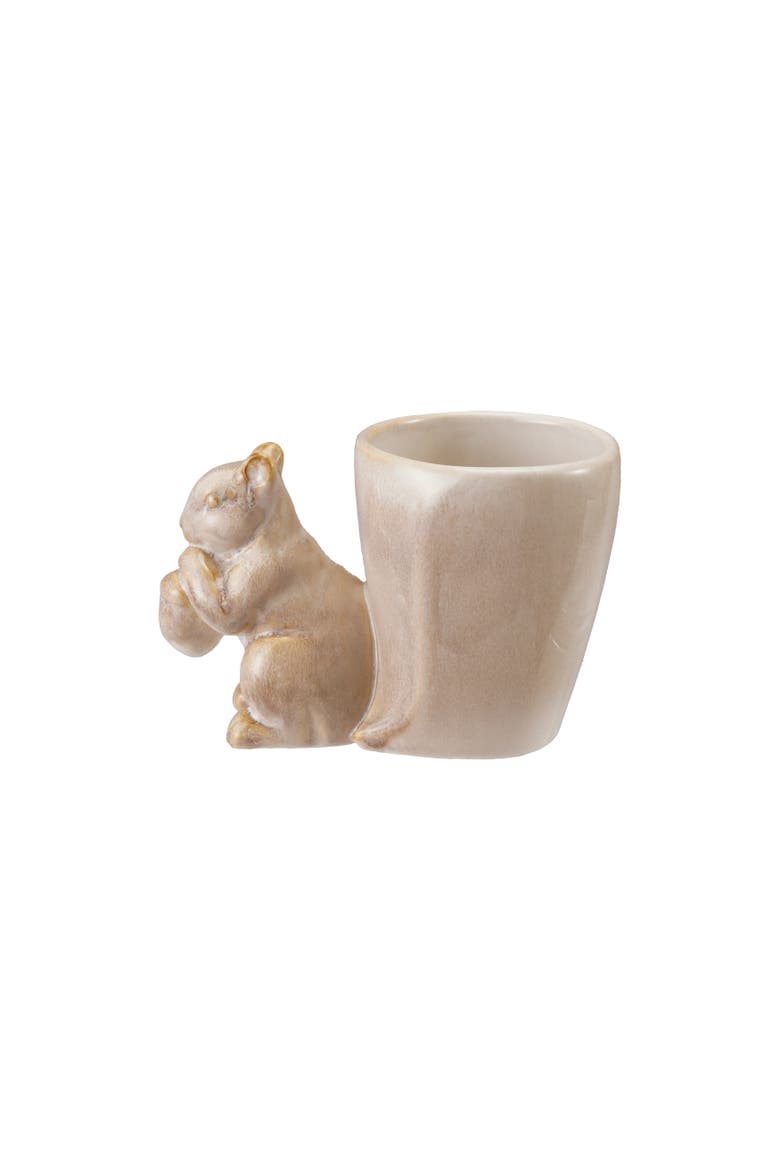 Reactive Glaze Stoneware Vase with Squirrel, Main, color, Cream