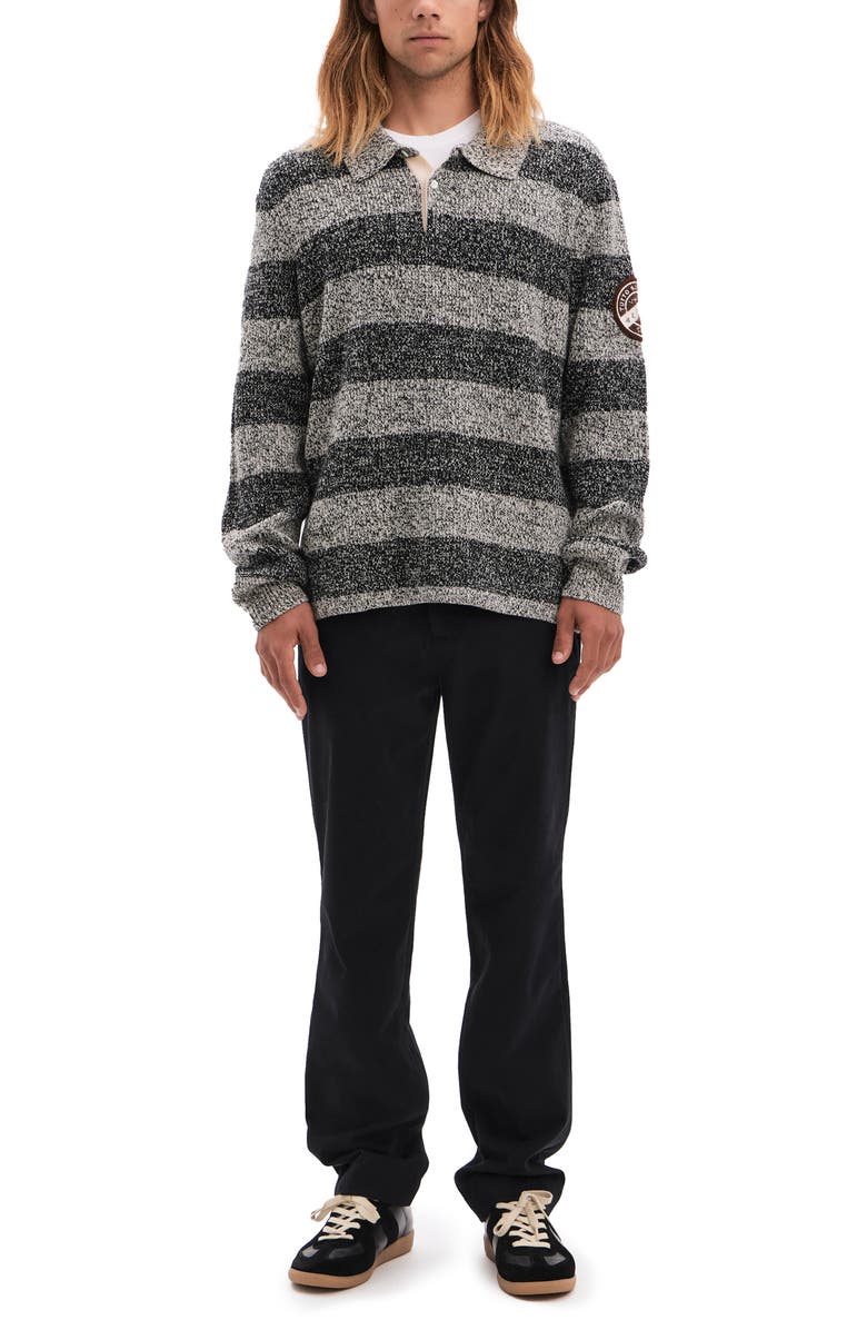 VAYDER Renato Stripe Wool Blend Rugby Polo Sweater, Alternate, color, White Pepper