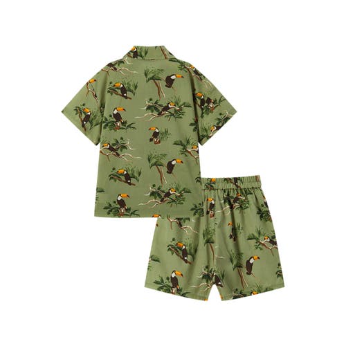 Milkbarn Collar Button-up Shirt And Shorts Set
