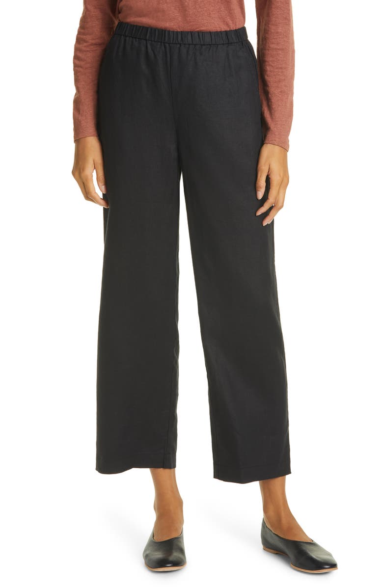 Eileen Fisher Straight Leg Organic Linen Ankle Pants, Main, color,