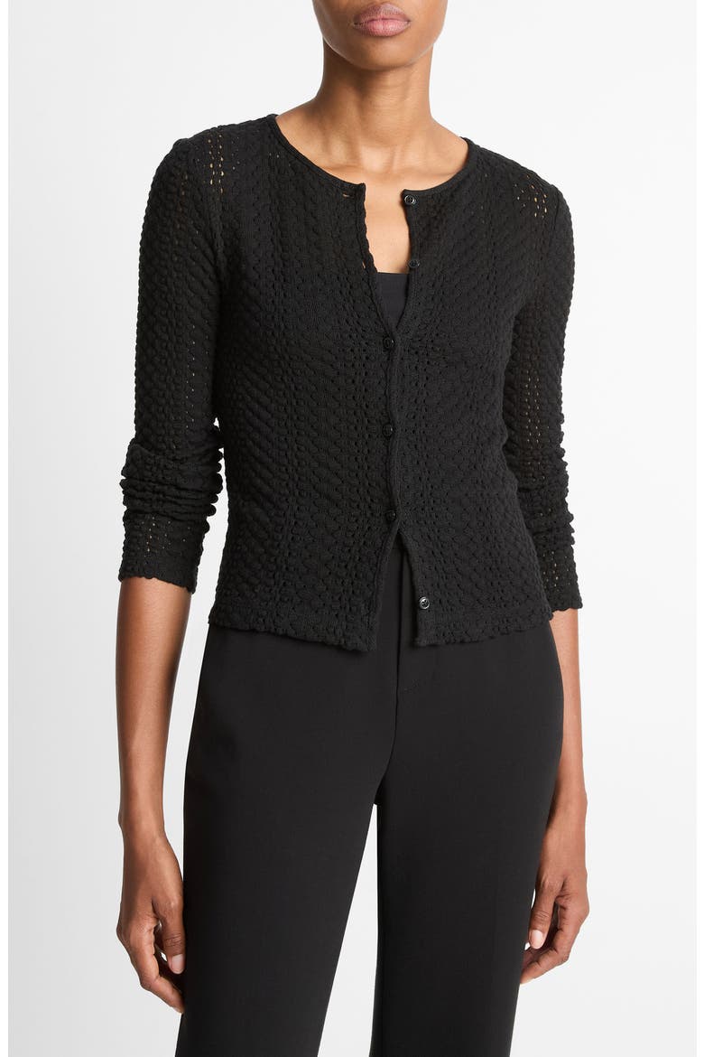 Open Stitch Cardigan, Main, color, BLACK