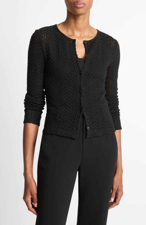 Vince Open Stitch Cardigan In Black