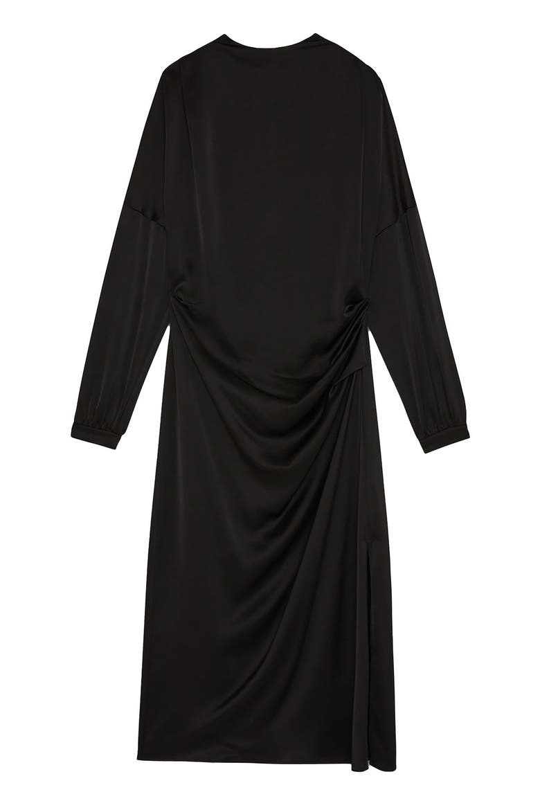 Viscose long dress with long sleeves, Alternate, color, Black