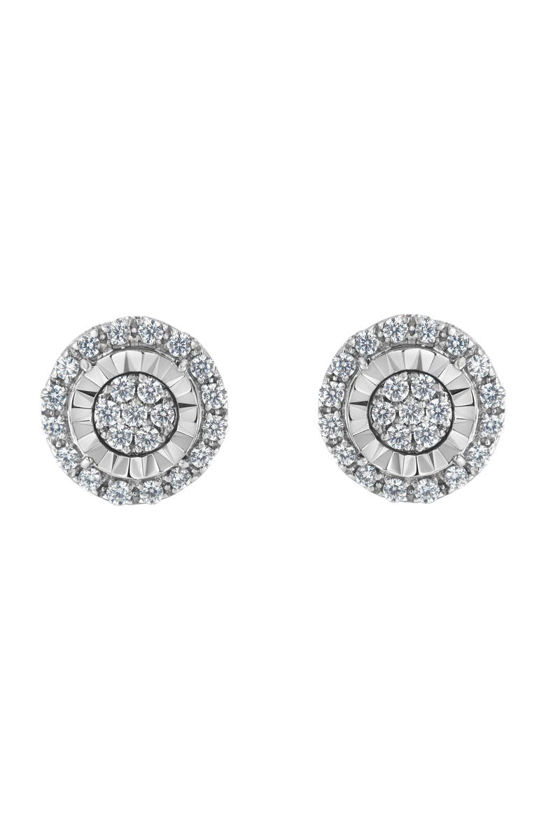 Silver Diamond Cluster Earrings, Main, color, White