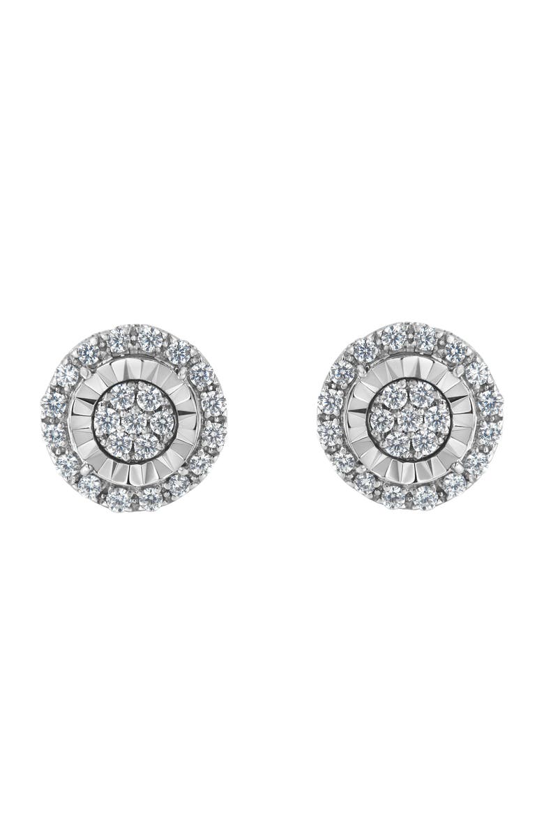 Haus of Brilliance Silver Diamond Cluster Earrings, Main, color, White