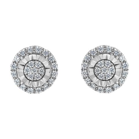 Silver Diamond Cluster Earrings