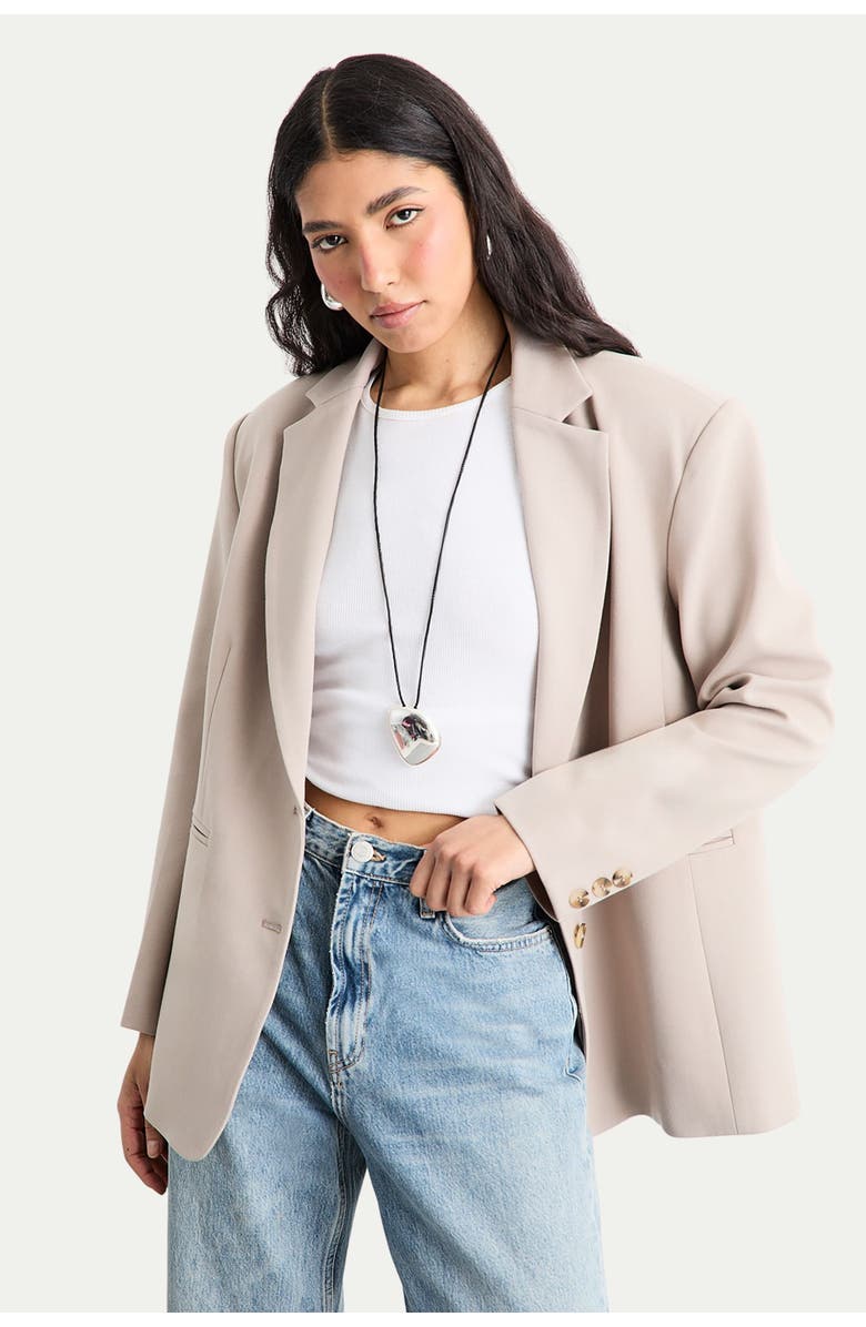 Warehouse Oversized Single Breasted Blazer, Main, color, Stone