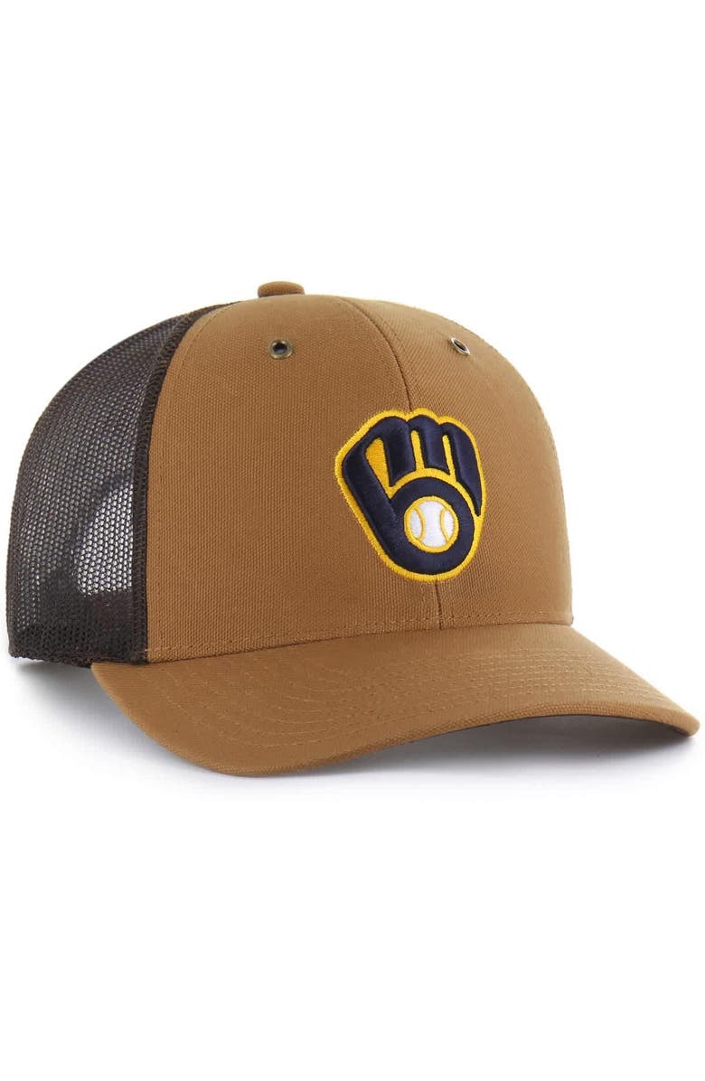 CARHARTT X 47 Men's Carhartt x '47  Brown Milwaukee Brewers Trucker Adjustable Hat, Alternate, color, Brown