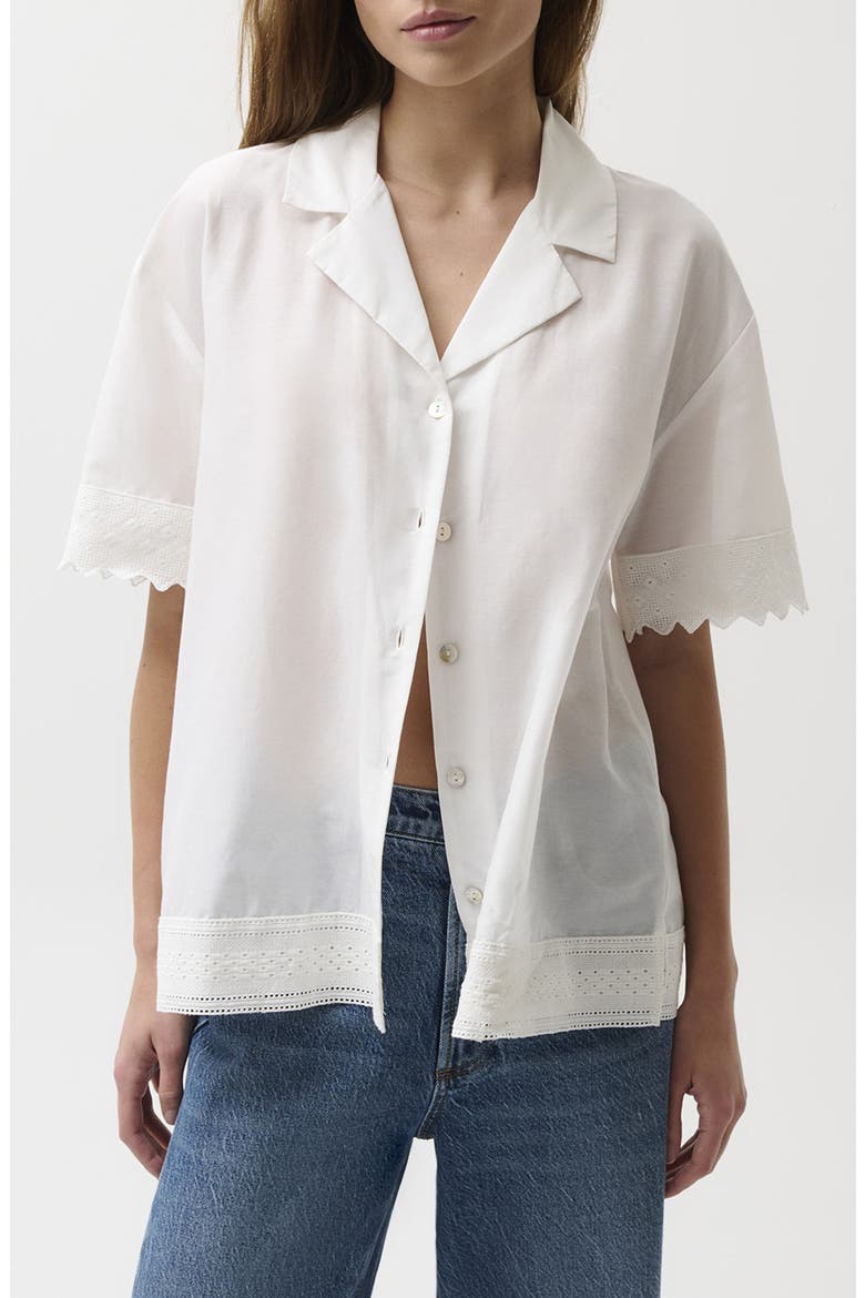 Maliah Silk & Cotton Camp Shirt, Main, color, SOFT WHITE