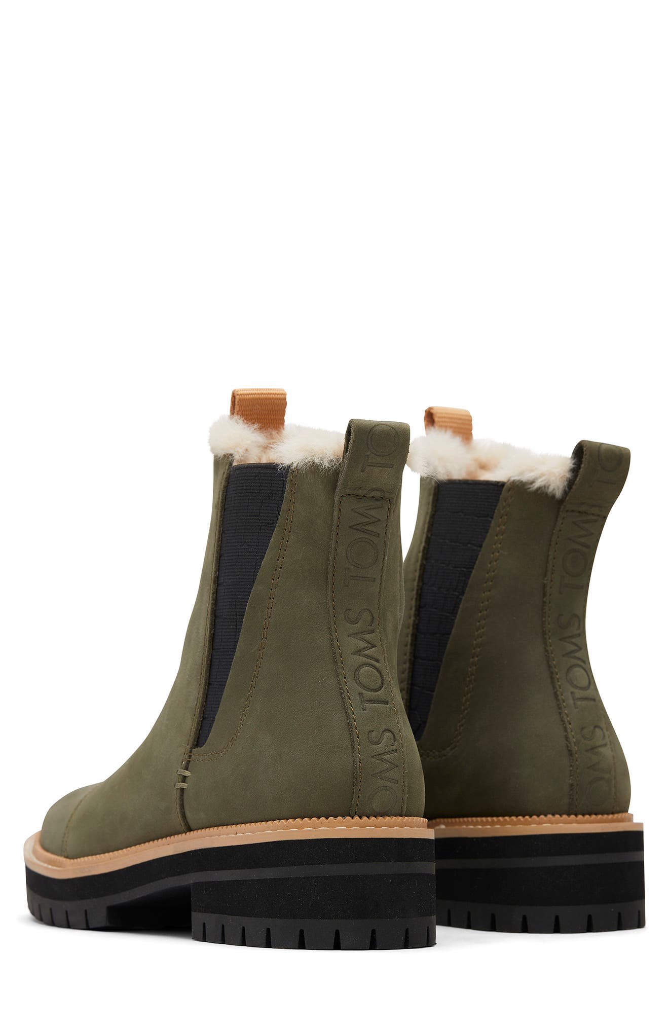 TOMS Dakota Faux Fur Lined Chelsea Boot, Alternate, color, Green