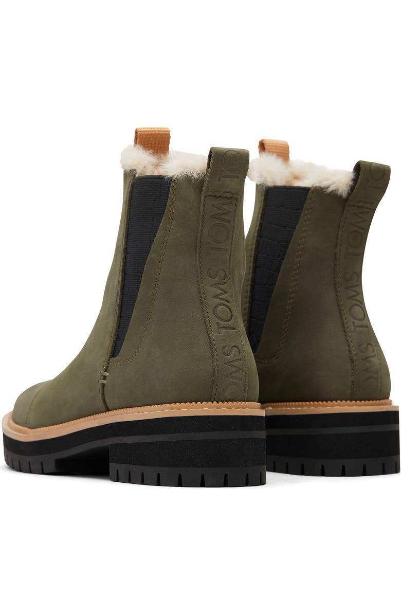 TOMS Dakota Faux Fur Lined Chelsea Boot, Alternate, color, Green