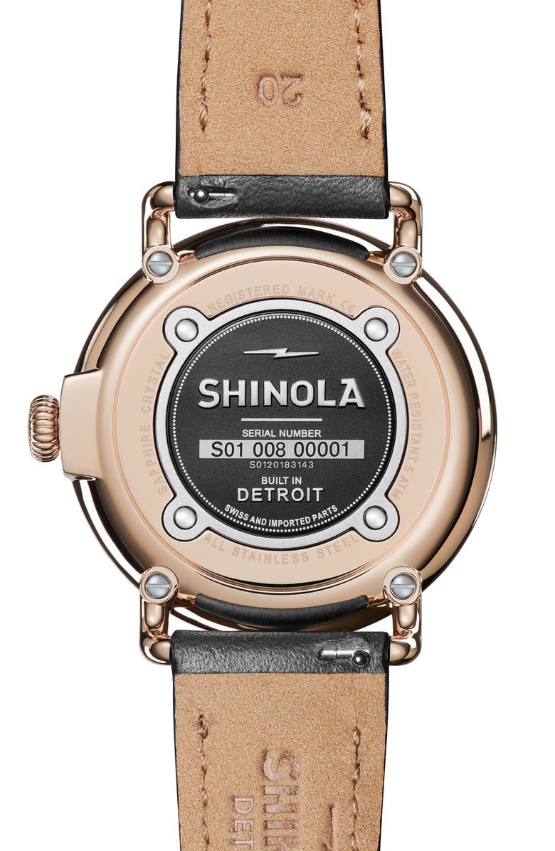 Shinola 'Runwell' Leather Strap Watch, 41mm, Alternate, color, 
