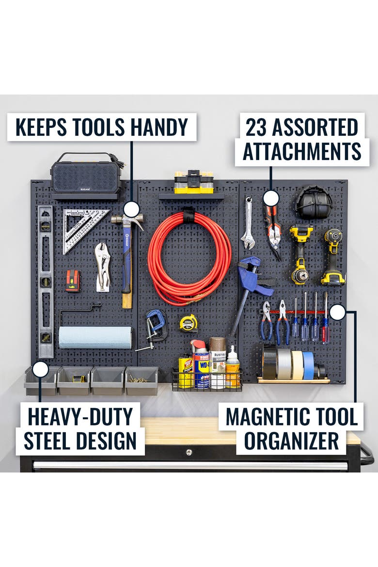 51" x 32" PRO Pegboard | 23 Attachments, Alternate, color, Black