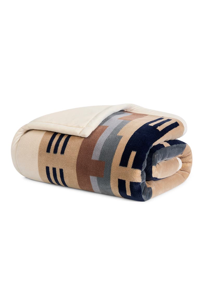 Shiprock Printed Plush Throw, Main, color, TAN