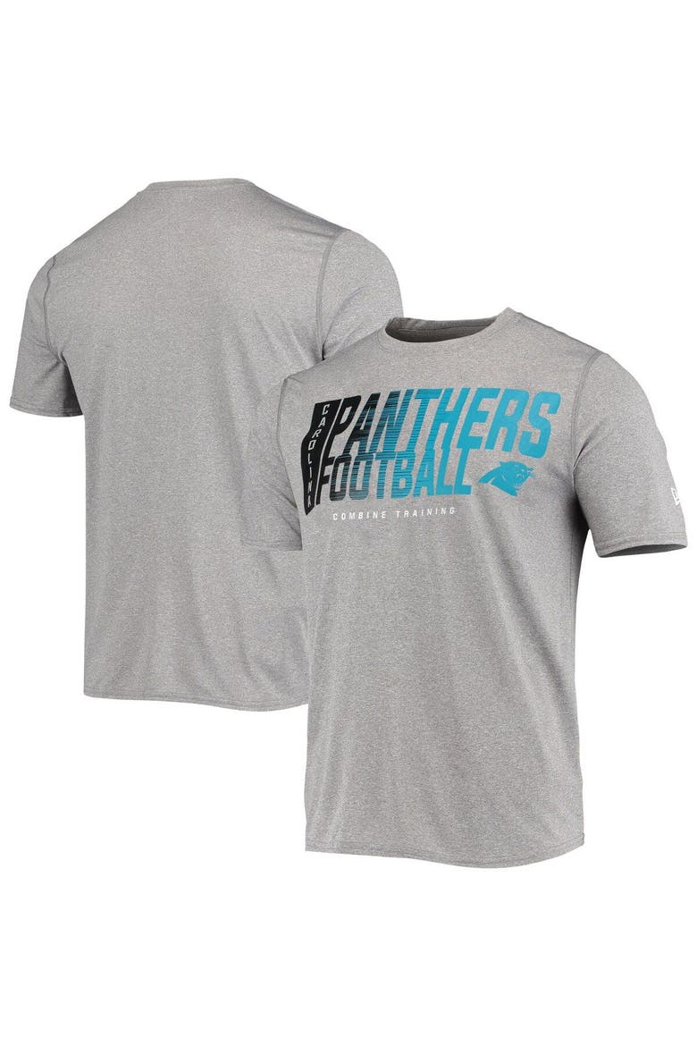 Men's New Era Heathered Gray Carolina Panthers Combine Authentic Game On T-Shirt, Main, color, Heather Gray