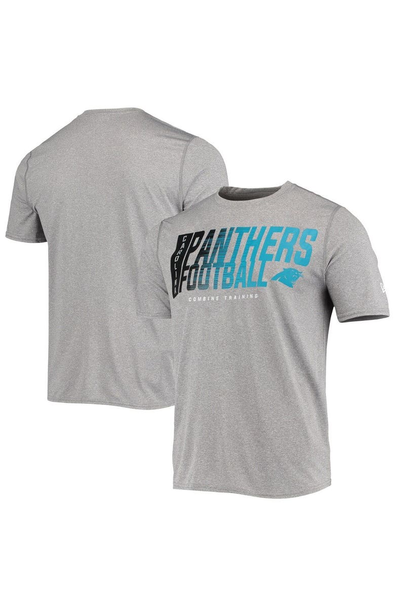 New Era Men's New Era Heathered Gray Carolina Panthers Combine Authentic Game On T-Shirt, Main, color,