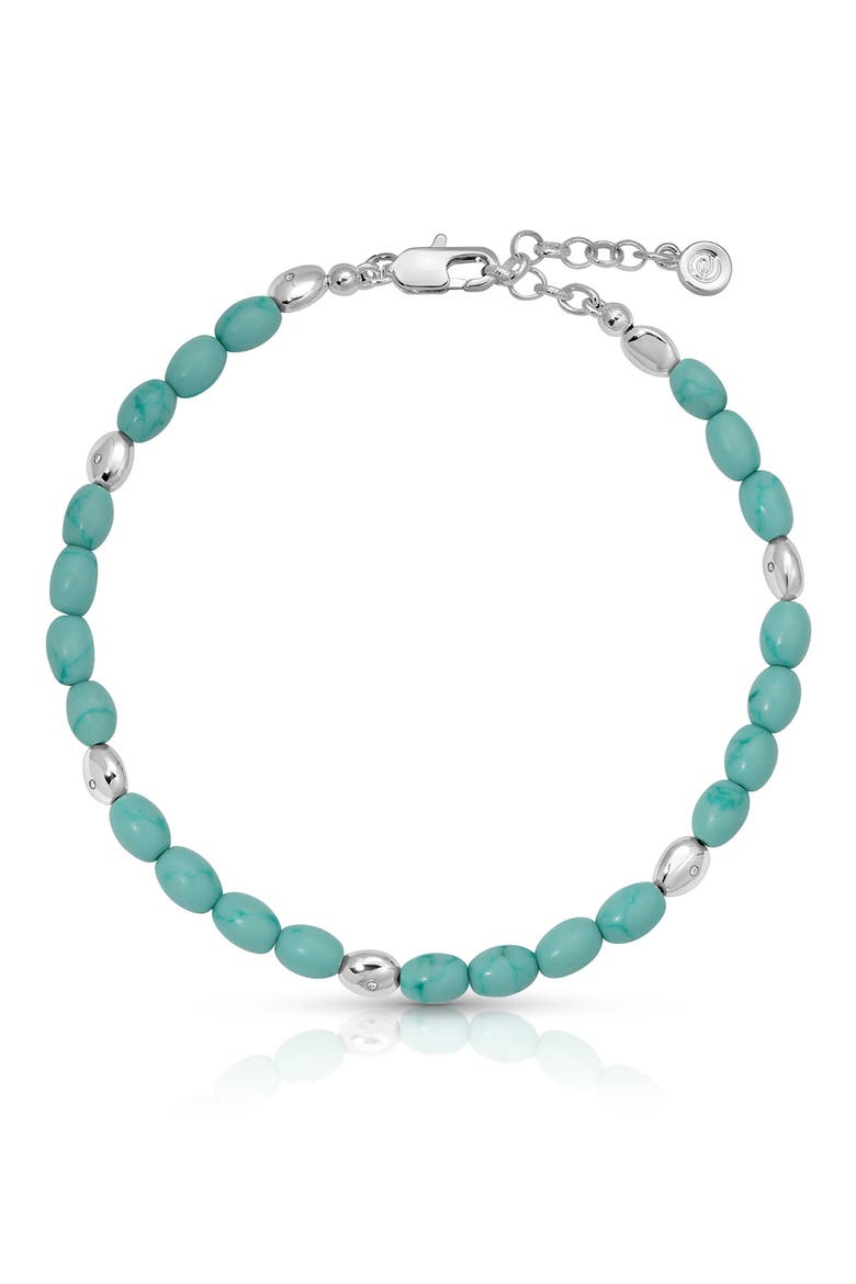 Freshwater Pearl Pebble Anklet, Main, color, TURQUOISE AND SILVER