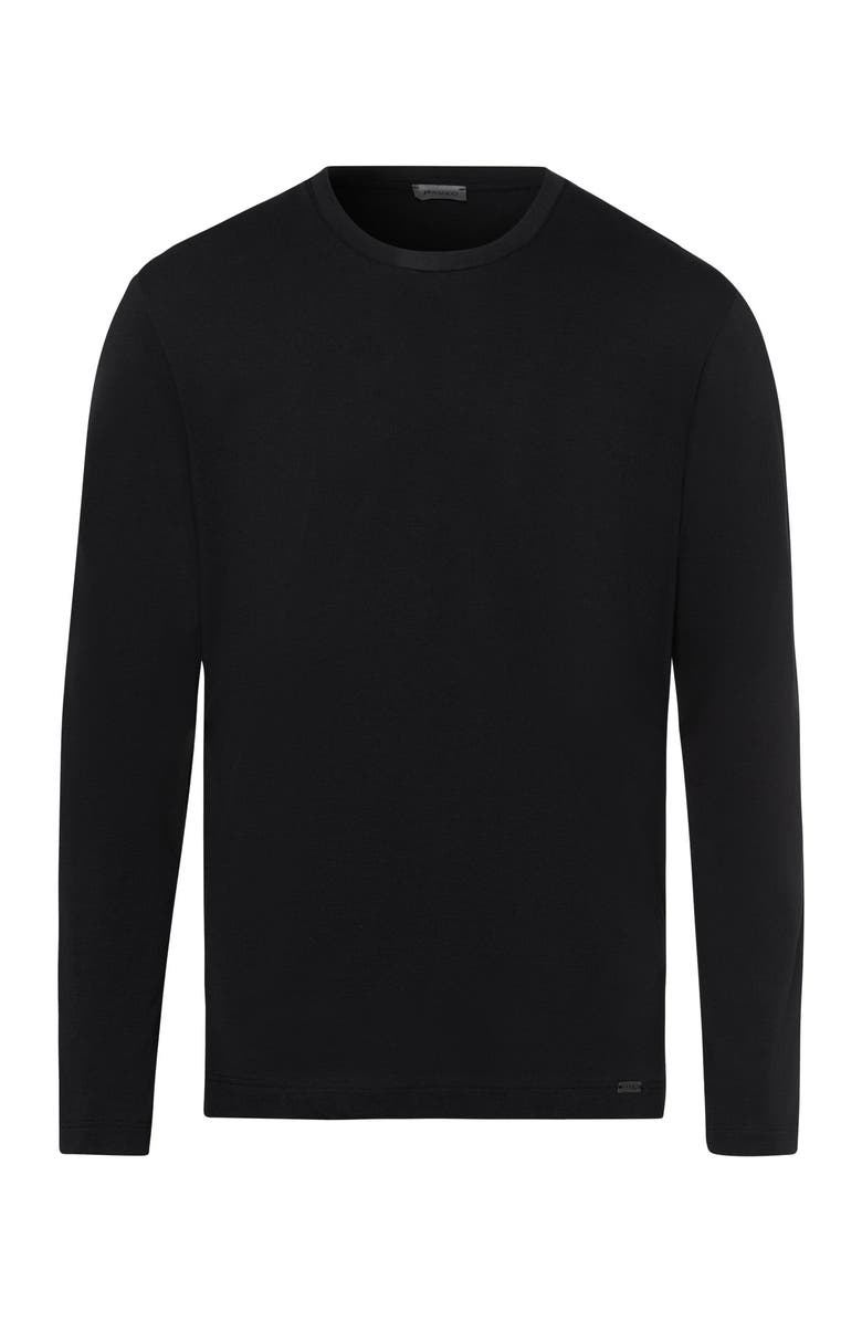 Hanro Living Cotton Crew Neck Top, Main, color, Black