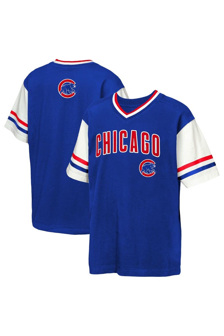 Youth Outerstuff  Royal Chicago Cubs Big League Base Runner Ringer T-Shirt, Main, color, Royal