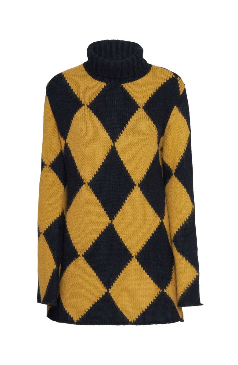 La DoubleJ Argyle Mini Dress Black / Senape, Alternate, color, 