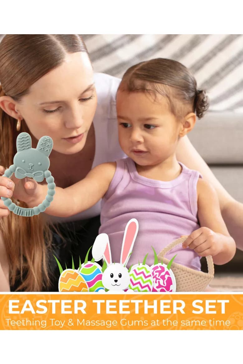 Easter Silicone Baby Teether Set Cute Gift Toys 5-Piece, Alternate, color, 2 Pack