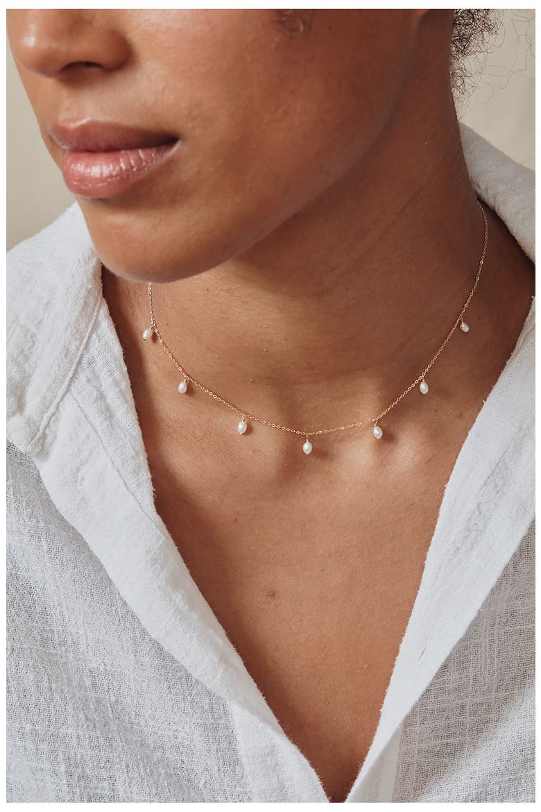 Meri Freshwater Pearl Chain Necklace, Alternate, color, GOLD