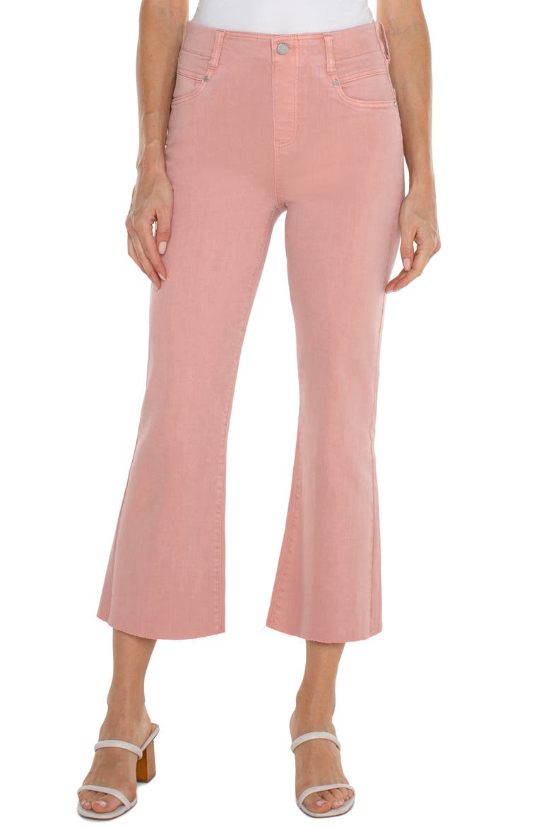 Gia Glider Pull-On Raw Hem Crop Flare Pants, Main, color, ROSE BLUSH