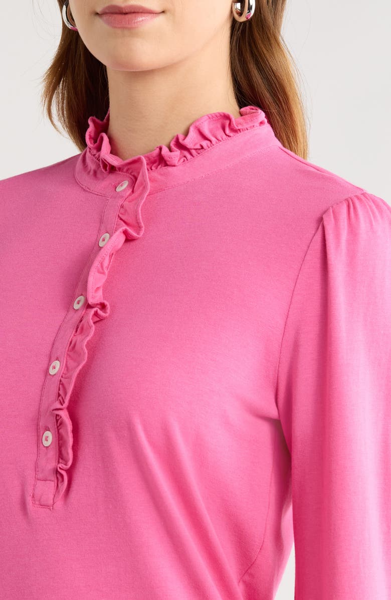 Caslon<sup>®</sup> Ruffle Detail Henley Shirt, Alternate, color, Pink Fizz