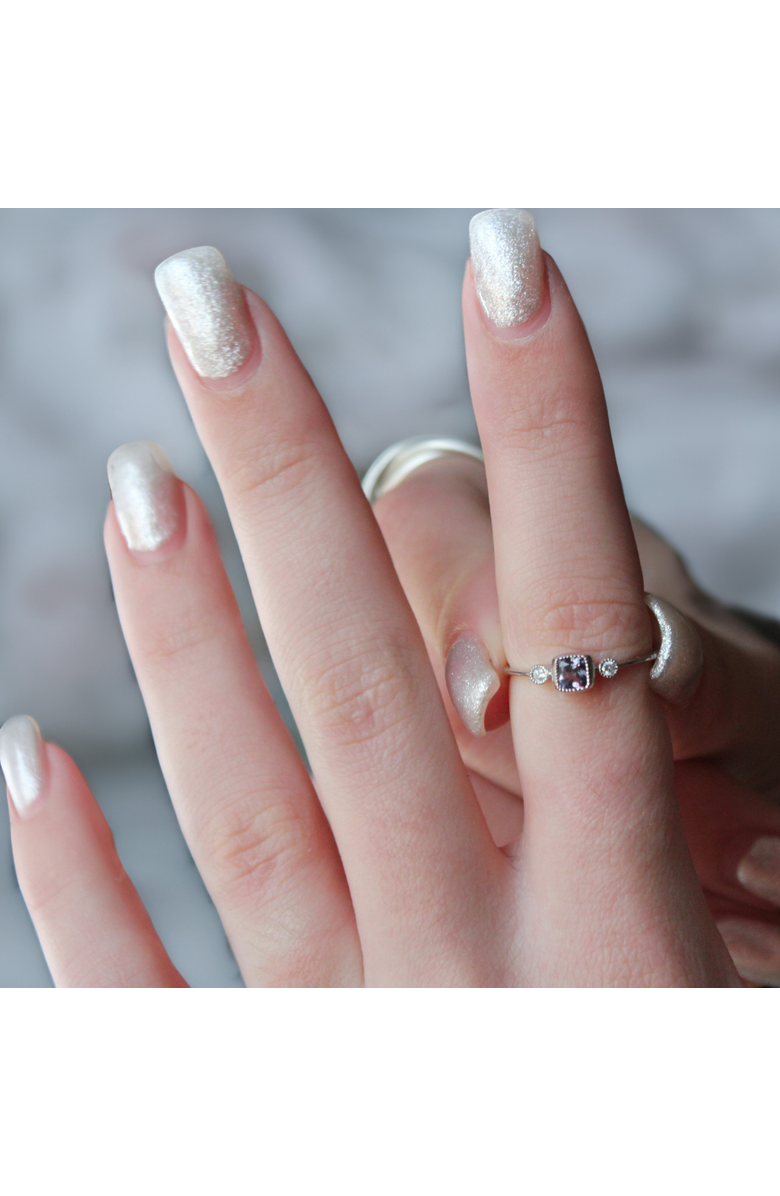 LuvMyJewelry Cushion Cut Tanzanite & Diamond Birthstone Ring in 14K Gold, Alternate, color, White Gold