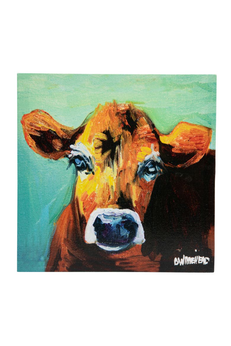 Canvas Wall Décor with Cow Image, Alternate, color, Blue