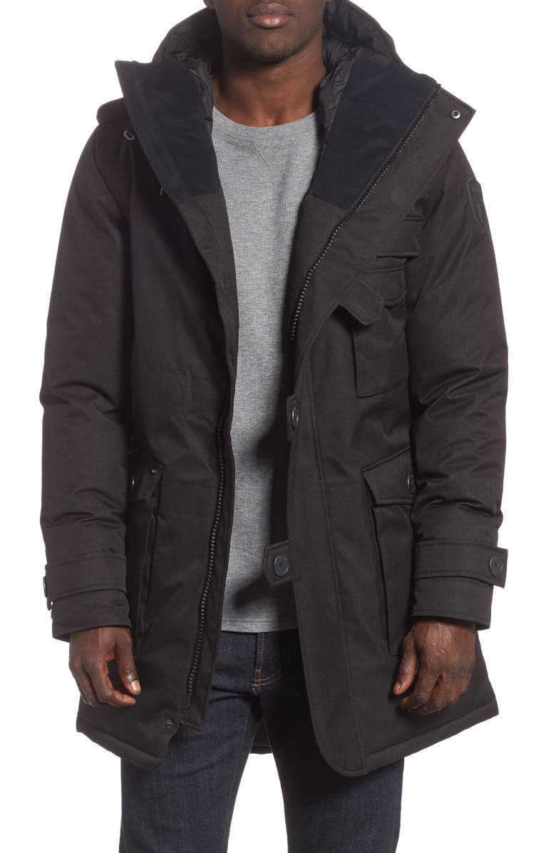 nobis Shelby Windproof & Waterproof 650-FIll Power Down Military Fishtail Parka, Main, color, 