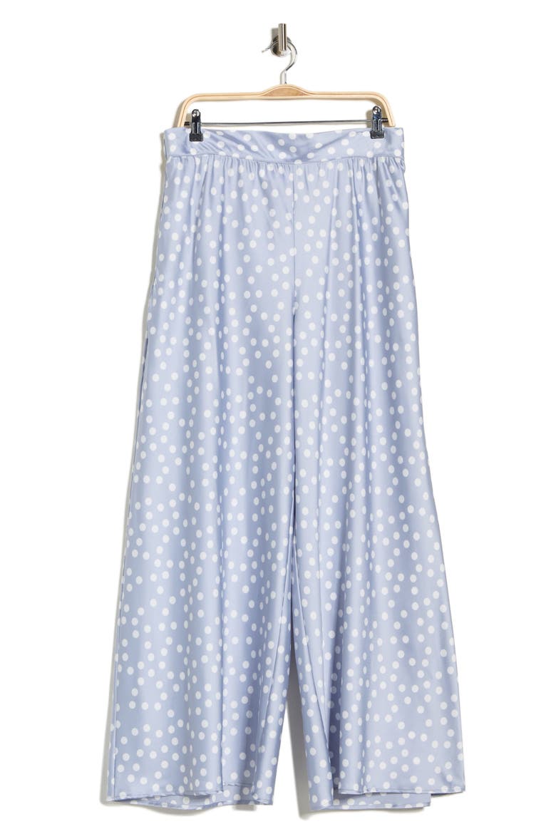 Polka Dot Satin Pants, Alternate, color, STEEL BLUE