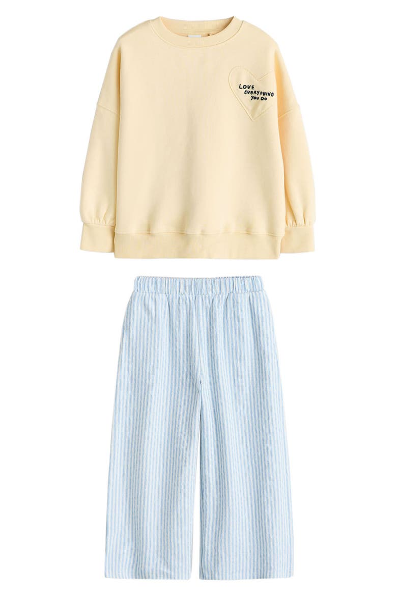 Kids' Crewneck Sweatshirt & Stripe Pants Set, Main, color, YELLOW