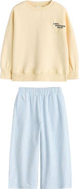 NEXT Kids' Crewneck Sweatshirt & Stripe Pants Set