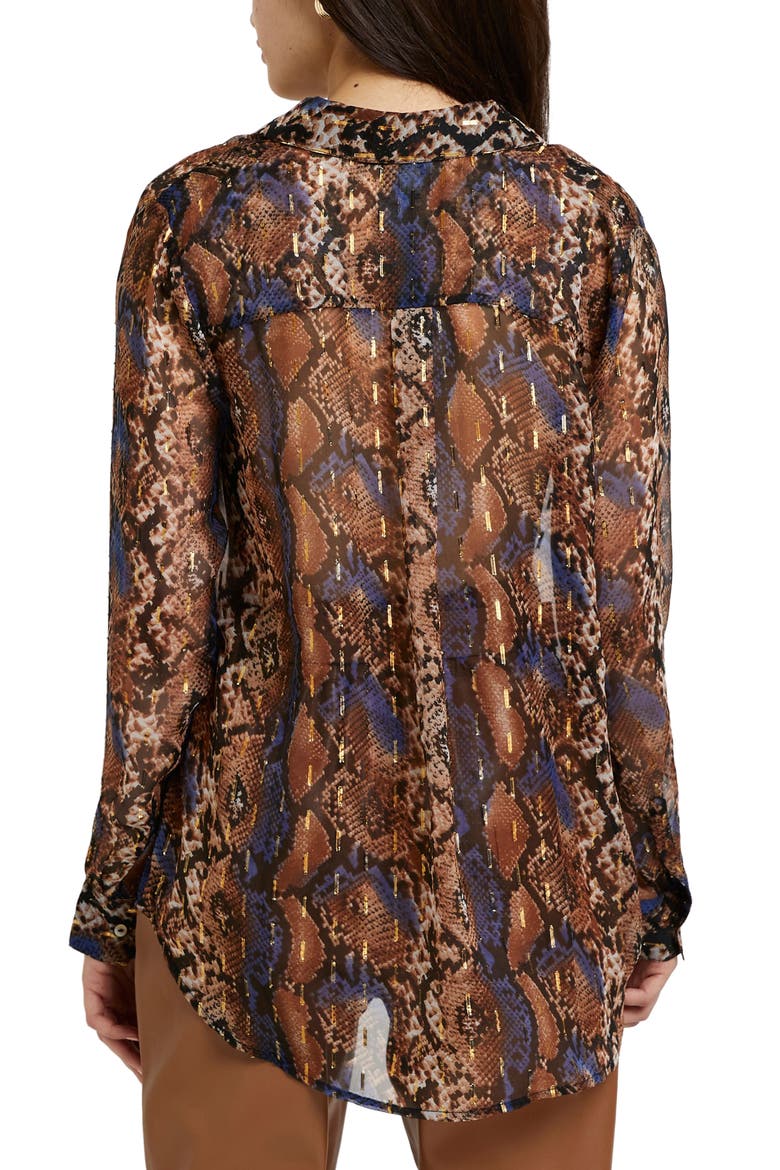 Snakeskin Print Chiffon Top, Alternate, color, BROWN