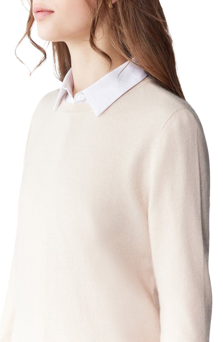 GOBI Mongolian Cashmere Essential Cashmere Crewneck Sweater, Alternate, color, Ivory White