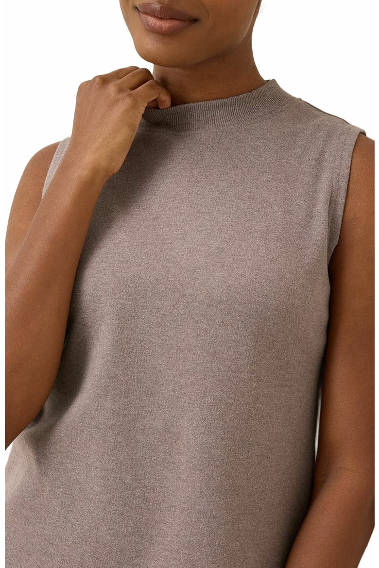 Organic Cotton Airplane Mock Neck Shell, Alternate, color, Deep Taupe Heather