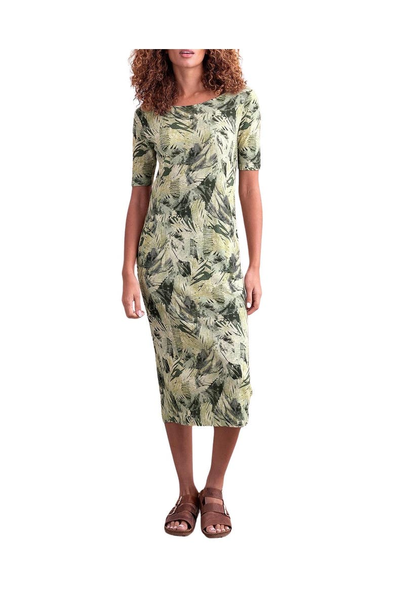 Linen Cotton Blend Button Back Dress, Alternate, color, LEAF PRINT