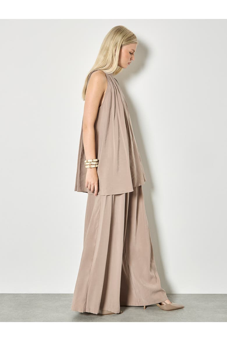 Pleat Detail Super Wide Trouser, Alternate, color, Stone