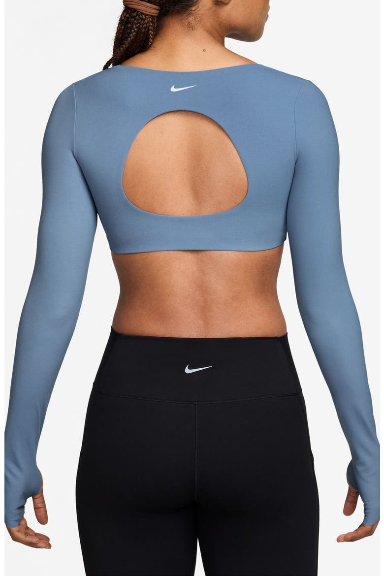 Zenvy Dri-FIT Long Sleeve Sports Bra, Alternate, color, 486 WORKBL/ WHITE