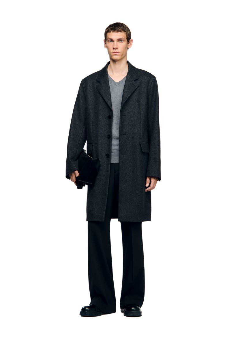 Wool broadcloth coat, Alternate, color, Dark grey