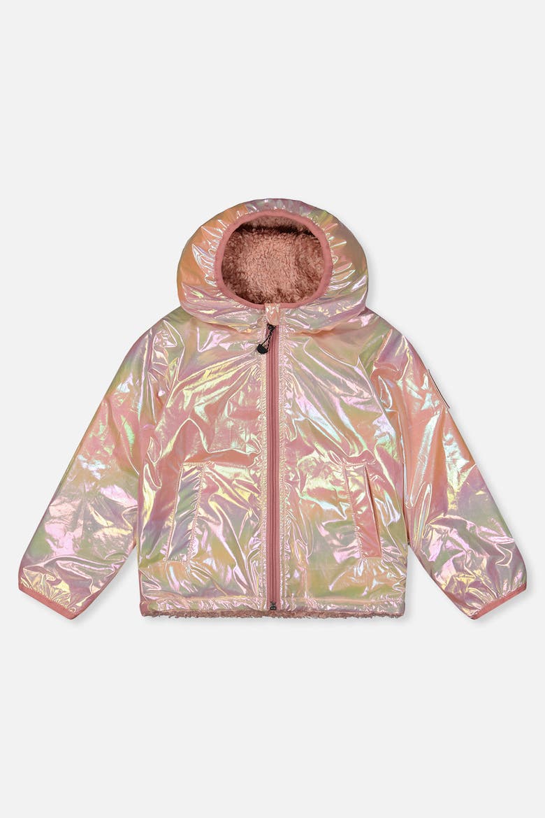 Fleece Reversible Mid-Season Hooded Jacket, Alternate, color, Pink
