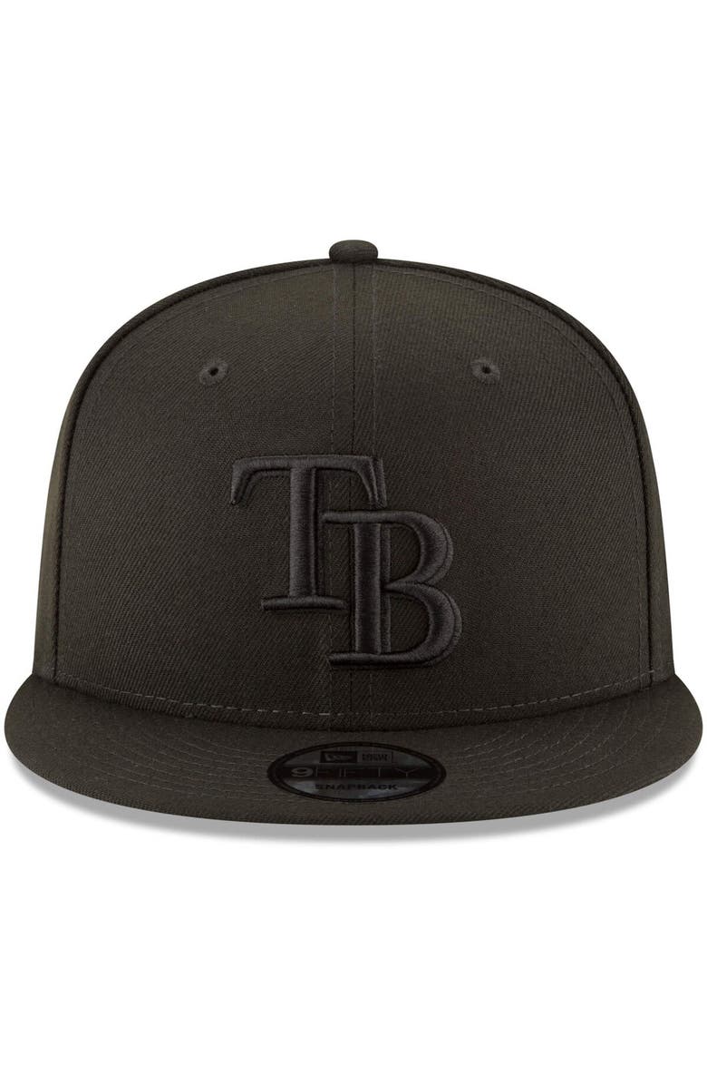 New Era Tampa Bay Rays New Era Black on Black 9FIFTY Team Snapback Adjustable Hat - Black, Alternate, color, 