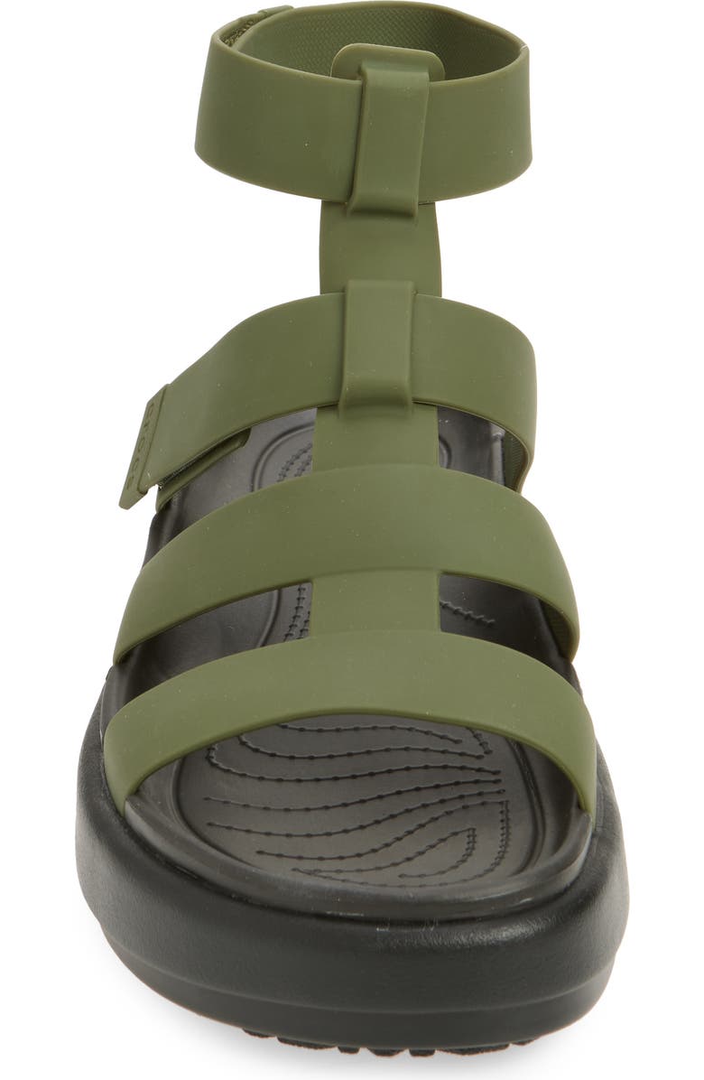 CROCS Brooklyn Luxe Water Resistant Gladiator Fisherman Slide Sandal, Alternate, color, Army Green/ Black