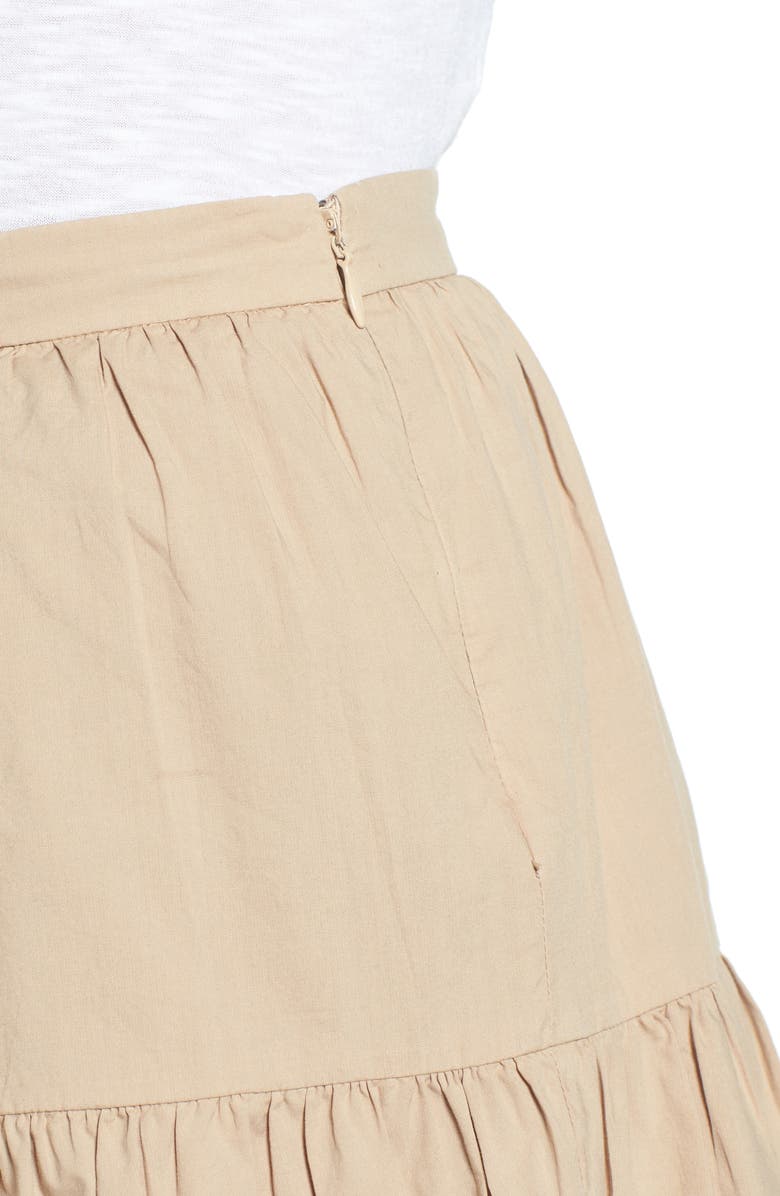 Madewell Khaki Ruffle Hem Miniskirt, Alternate, color,